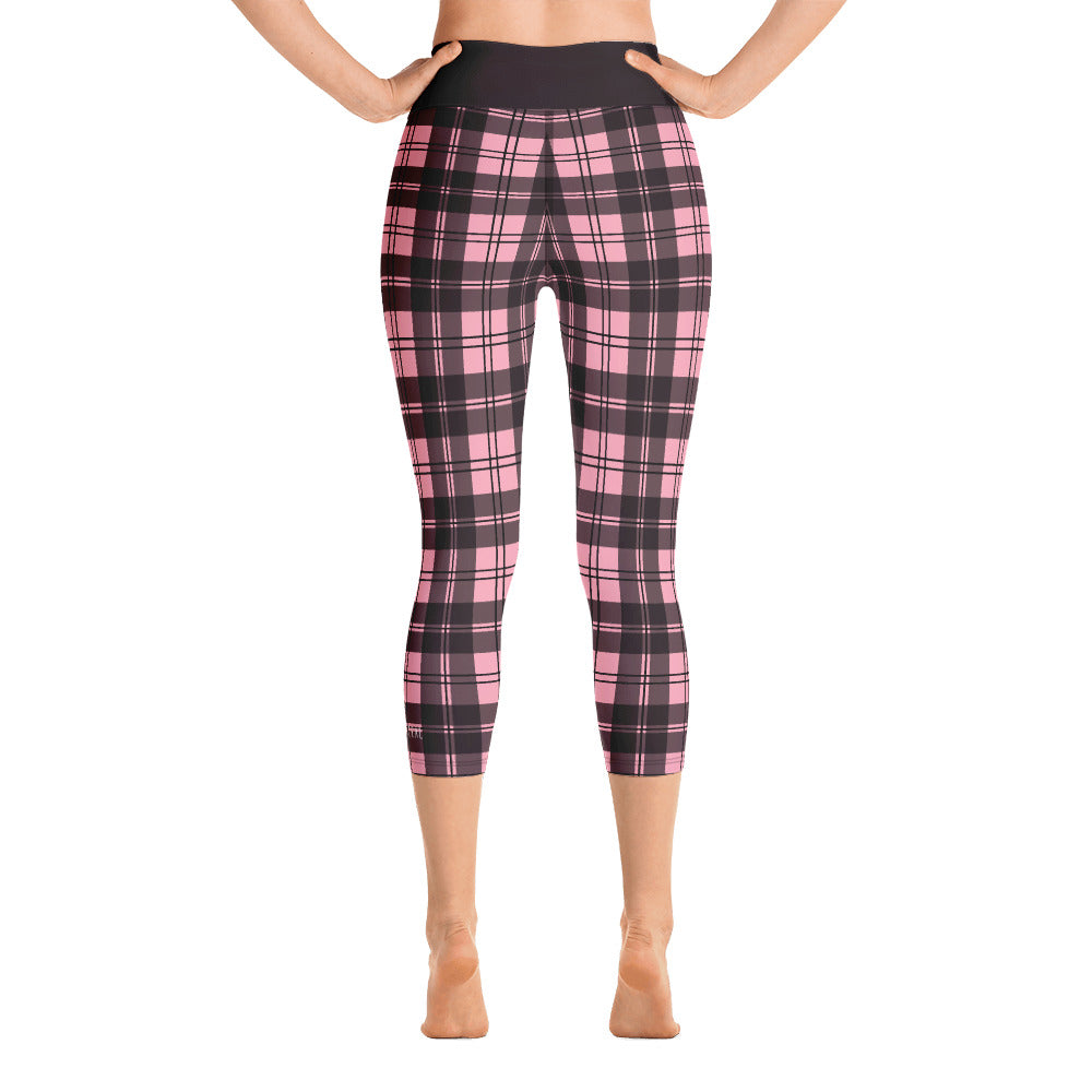 Pink Tartan Yoga Capri Leggings
