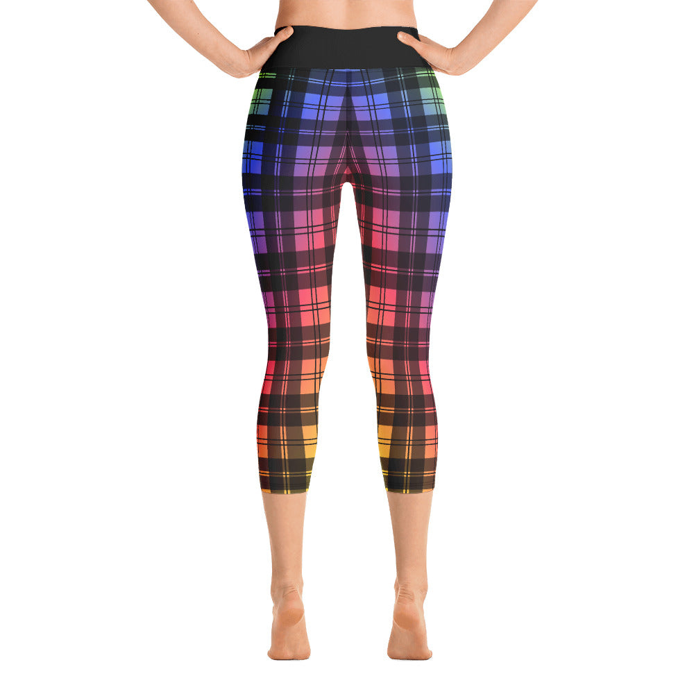 Rainbow Tartan Yoga Capri Leggings