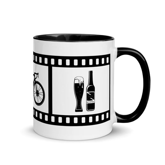 "Coffee, Road Bike & Beer" Black Mug