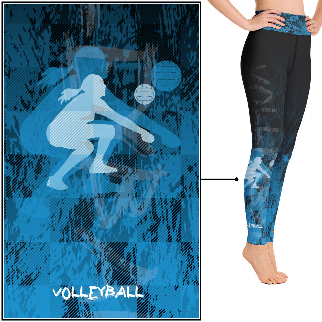 Volleyball Girl - Grunge Blue Leggings – NEYSPIRAL
