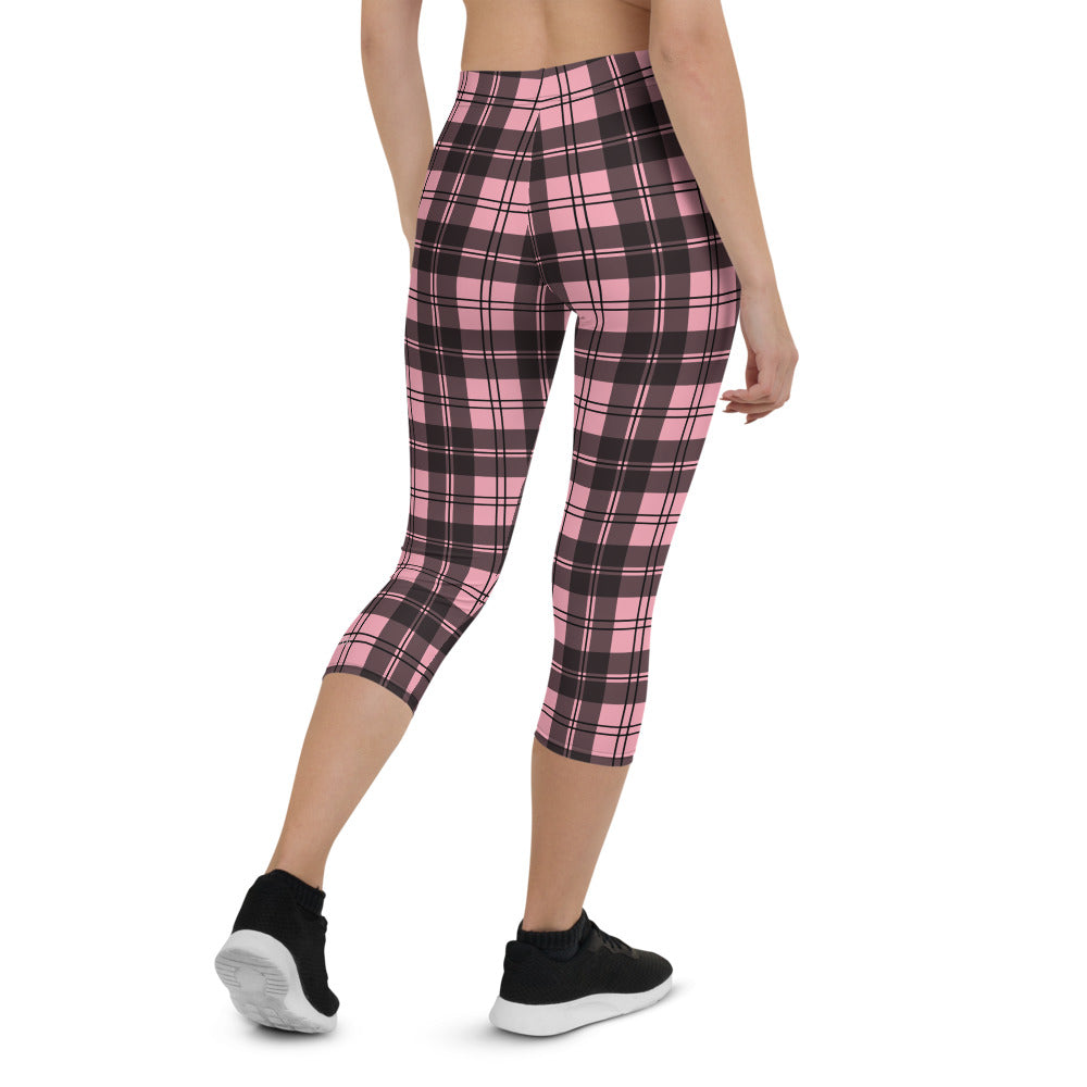 Pink Tartan Capri Leggings