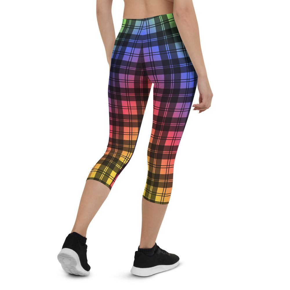 Rainbow Tartan Capri Leggings