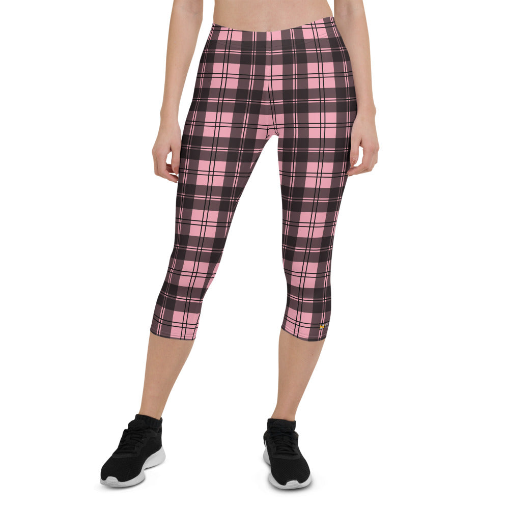 Pink Tartan Capri Leggings