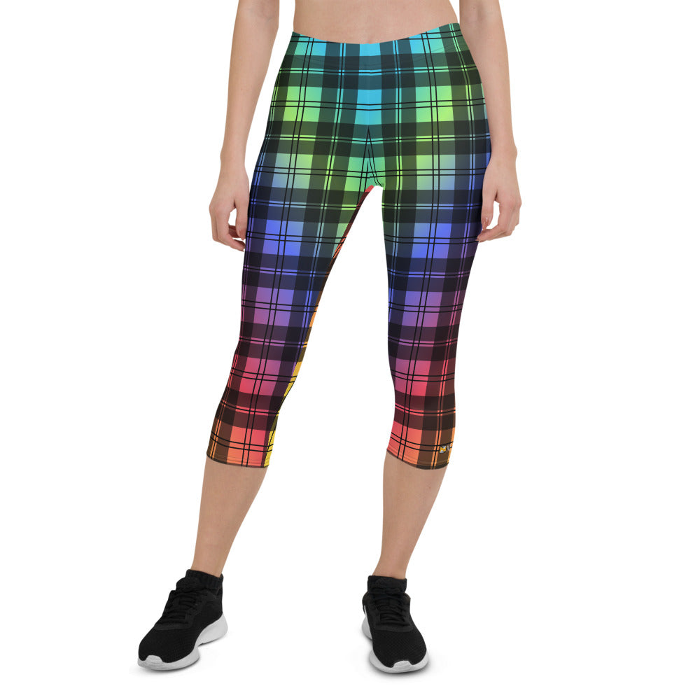 Rainbow Tartan Capri Leggings