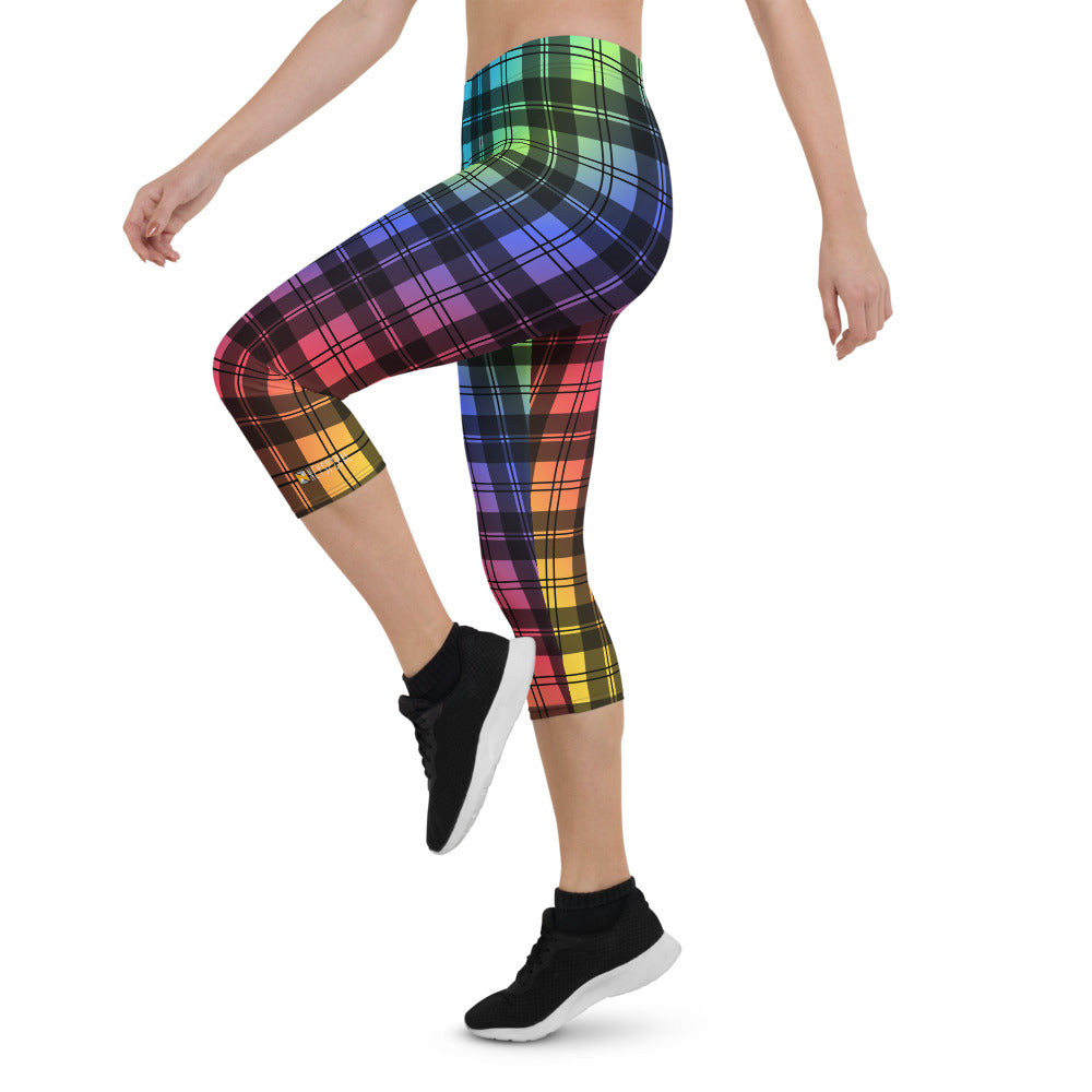 Rainbow Tartan Capri Leggings