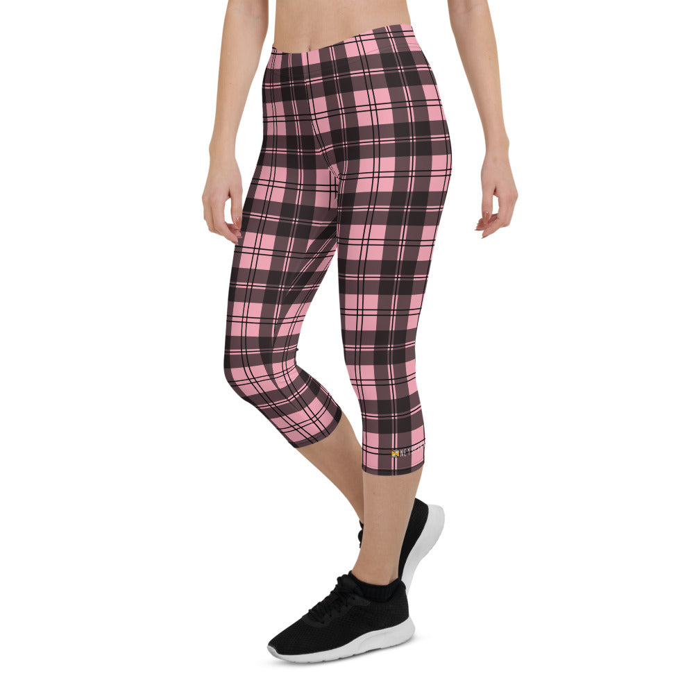 Pink Tartan Capri Leggings