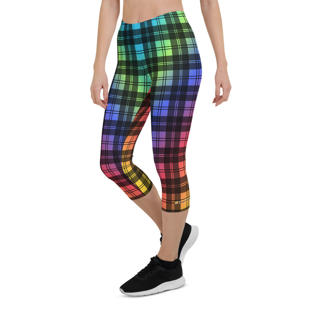 Rainbow Tartan Capri Leggings