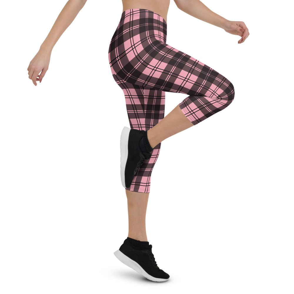 Pink Tartan Capri Leggings