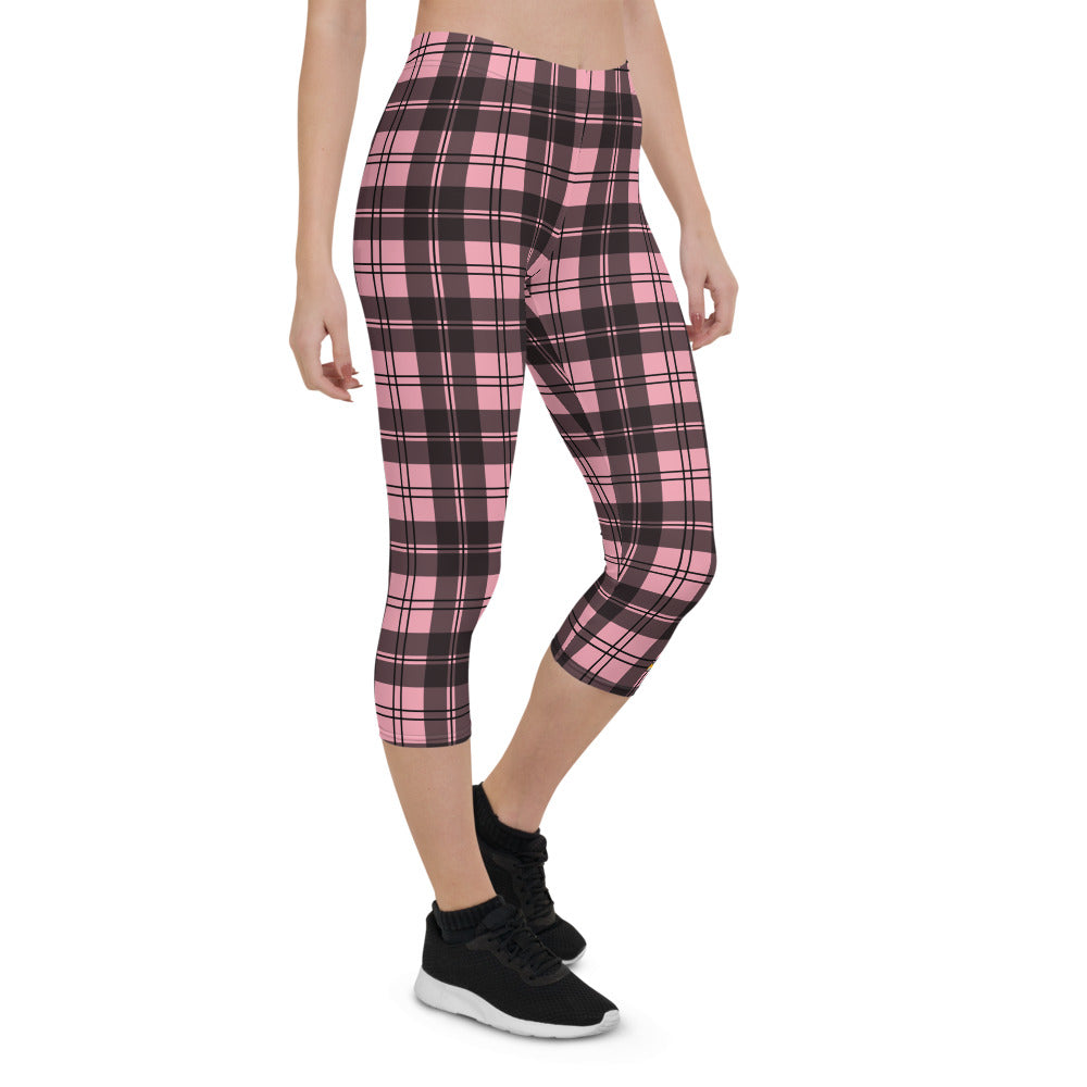 Pink Tartan Capri Leggings